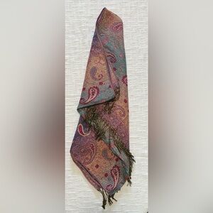 Paisley Patterned Scarf with Fringe